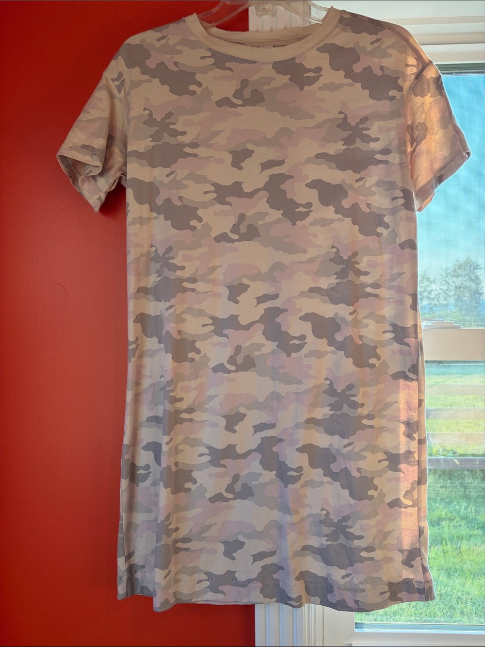 Old Navy Women's Midi Camo Dress - Pink, Gray, Cream